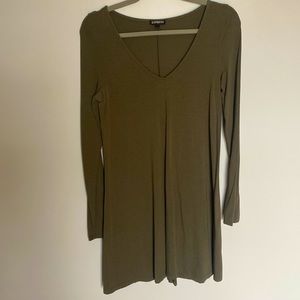 Long sleeve olive green dress